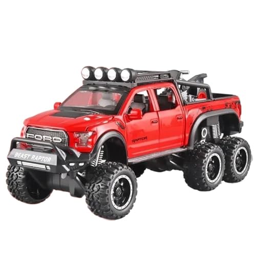 1: 24 Für Pickup Truck F150 Raptor Druckguss Metall Modell Spielzeugauto Mit Ton Und Licht(Red) von RHUIMEI