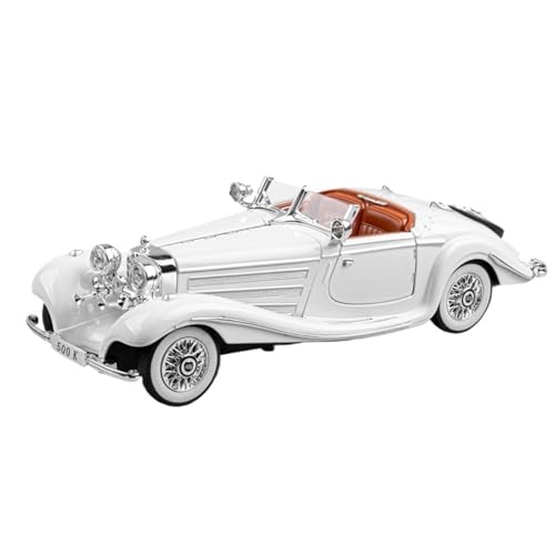 1: 24 Für Retro 500K Auto Modell Simulation Legierung Retro Vintage Auto Modell Ornament(White) von RHUIMEI