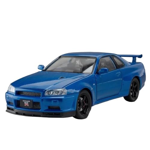 1:24 Für Skyline GTR R34 Legierung Druckguss Automodell(Blue) von RHUIMEI