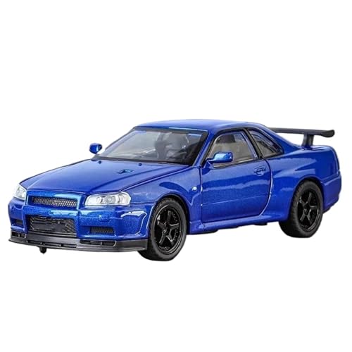 1:32 Für GTR R34 Skyline Legierung Metallic Diecast Automodell(Blue) von RHUIMEI