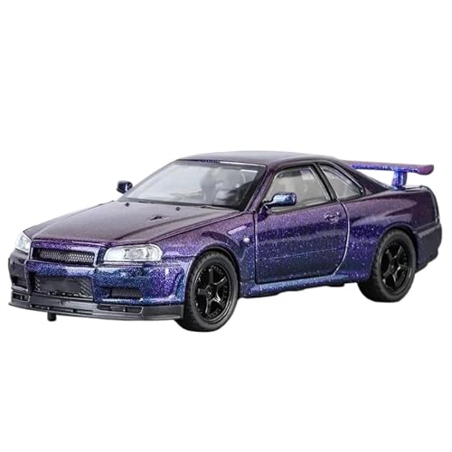 1:32 Für GTR R34 Skyline Legierung Metallic Diecast Automodell(Purple) von RHUIMEI