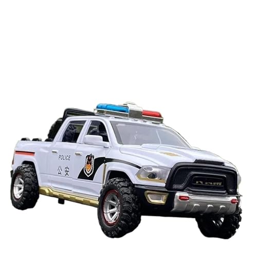 1:32 Für Ram Polizeiauto Druckgusslegierung Pullback-Auto(White) von RHUIMEI