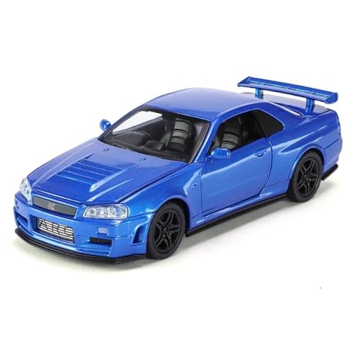 1:32 Für Skyline GTR R34 Racing Spielzeug Modell Druckguss Metall GT-R Löffel Sport(Blue) von RHUIMEI