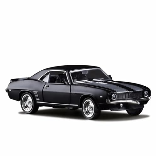 1:36 for Camaro SS1969 Retro Matte Schwarz Diecast Metallic Auto Modell Sammlung von RHUIMEI