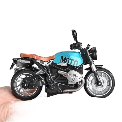 RHUIMEI for 1/12 Q Version Simulation Motorrad Modell Latte Retro Motorrad Metall Spielzeug Reiter Figur Sammlung Ornamente Exquisite(Blue) von RHUIMEI