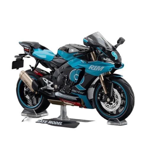 RHUIMEI for 1/12 R1M Simulation Legierung Lokomotive Lenkung Schock Motorrad Modell Spielzeug for Kinder Zu Sammeln Ornamente Exquisite(Blue-Green) von RHUIMEI