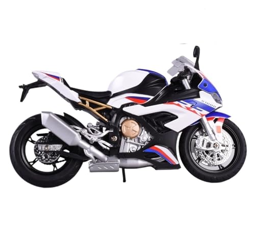 RHUIMEI for 1/12 Racing S1000RR Tomahawk Legierung Motorrad Modell Lenkung Multi-funktionale Kinder Metall Spielzeug Sammlung Ornamente Exquisite(White) von RHUIMEI
