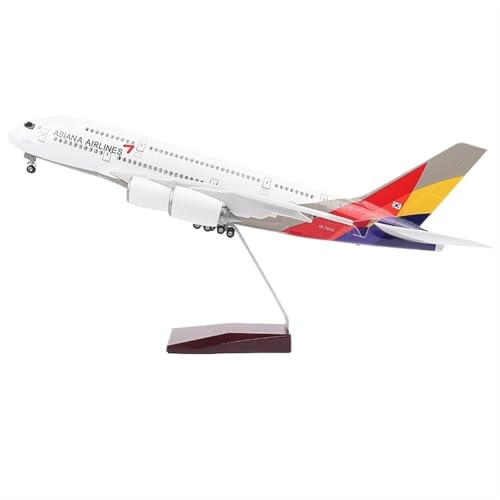 RHUIMEI for 44 cm Großes Simuliertes Flugzeugmodell Asiana Airlines A380 Mit Fahrwerksbeleuchtung Airbus-Modell-Passagierflugzeug-Ornamente Gedenkkollektion Exquisite von RHUIMEI