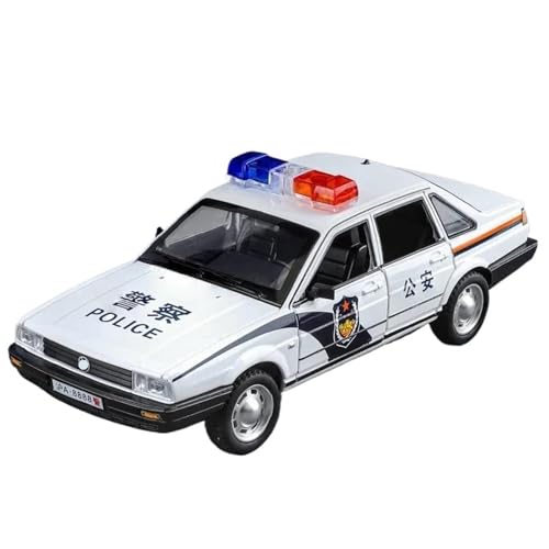 Santana Polizeiauto aus Legierung, Druckguss im Maßstab 1:24, reduziertes Modell aus Metall, Simulation, Sound und Licht, Sammlung, Spielzeug für Kindergeburtstag, Geschenke (Weiß 1) von RHUIMEI