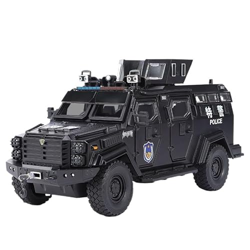 for 1:24 Säbelzahntiger-Legierung Gepanzertes Polizeiauto Spielzeug Jungen-Simulation Kinder-Offroad-Automodell Friedenssicherung Anti-Aufruhr-Spezial-Polizeiauto Exquisite(Black) von RHUIMEI