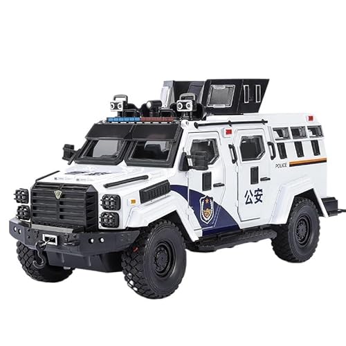 for 1:24 Säbelzahntiger-Legierung Gepanzertes Polizeiauto Spielzeug Jungen-Simulation Kinder-Offroad-Automodell Friedenssicherung Anti-Aufruhr-Spezial-Polizeiauto Exquisite(White) von RHUIMEI
