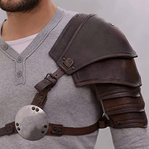 RHXWFDG Viking Knight Gladiator Schulterpanzer, Vintage Gothic Leder Harness Belt Spaulder Pauldrons, Mittelalter Kostüm Cosplay Zubehör, Bühnenrequisiten RHXWFDG Viking Knight Gladiator Schulterpanzer, Vintage Gothic Leder Harness Belt Spaulder Pauldrons, Mittelalter Kostüm Cosplay Zubehör, Bühnenrequisiten von RHXWFDG