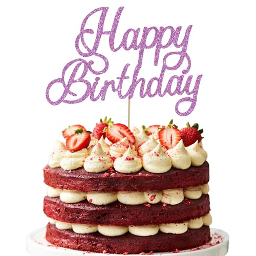 RIBBOOO 1-Pack Lila Happy Birthday Tortendeko Cake Topper Geburtstag Kuchen Dekoration für Geburtstagsparty Papier-Kuchenaufsatz Jungen Mädchen Frauen und Männer RIBBOOO 1-Pack Lila Happy Birthday Tortendeko Cake Topper Geburtstag Kuchen Dekoration für Geburtstagsparty Papier-Kuchenaufsatz Jungen Mädchen Frauen und Männer von RIBBOOO