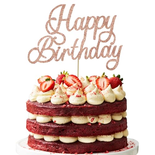 RIBBOOO 1-Pack Roségold Happy Birthday Tortendeko Cake Topper Geburtstag Kuchen Dekoration für Geburtstagsparty Papier-Kuchenaufsatz Jungen Mädchen Frauen und Männer RIBBOOO 1-Pack Roségold Happy Birthday Tortendeko Cake Topper Geburtstag Kuchen Dekoration für Geburtstagsparty Papier-Kuchenaufsatz Jungen Mädchen Frauen und Männer von RIBBOOO