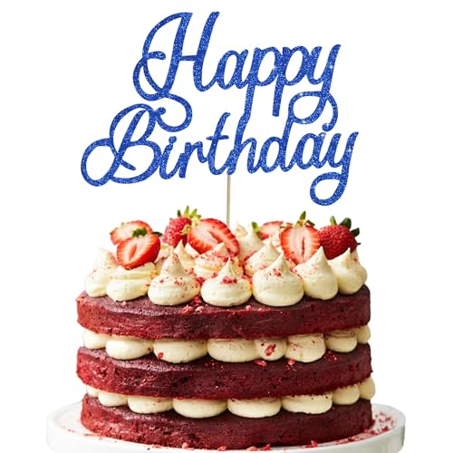 RIBBOOO 1-Pack Blau Happy Birthday Tortendeko Cake Topper Geburtstag Kuchen Dekoration für Geburtstagsparty Papier-Kuchenaufsatz Jungen Mädchen Frauen und Männer RIBBOOO 1-Pack Blau Happy Birthday Tortendeko Cake Topper Geburtstag Kuchen Dekoration für Geburtstagsparty Papier-Kuchenaufsatz Jungen Mädchen Frauen und Männer von RIBBOOO