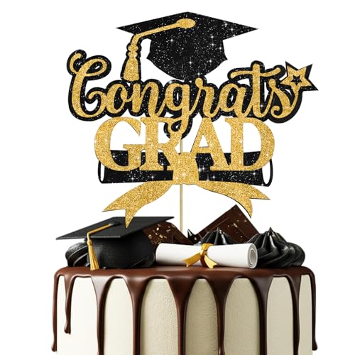 RIBBOOO 1 x goldener Glitzer-Kuchenaufsatz, Klasse 2025, Party-Dekorationen für Universität, College, High School, Feier, Partyzubehör RIBBOOO 1 x goldener Glitzer-Kuchenaufsatz, Klasse 2025, Party-Dekorationen für Universität, College, High School, Feier, Partyzubehör von RIBBOOO