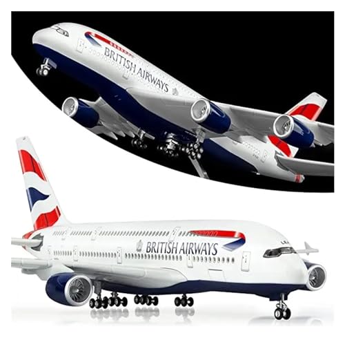Für Air France Airbus A380 Luftfahrtmodell Im Maßstab 1:160, (mit LED-Leuchten Und Rädern). (Color : Britain A380, Size : No Lights) von RIBONI