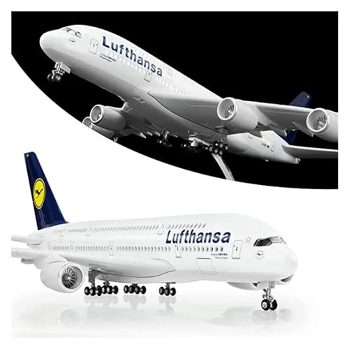 Für Air France Airbus A380 Luftfahrtmodell Im Maßstab 1:160, (mit LED-Leuchten Und Rädern). (Color : Lufthansa A380, Size : No Lights) von RIBONI