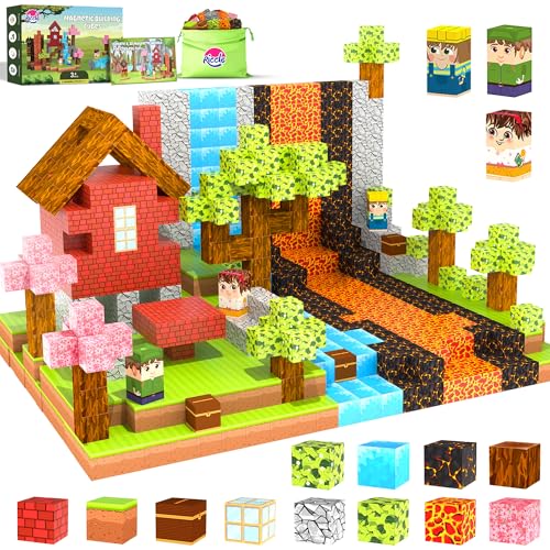 Magnetische Blöcke, 120 Stück – Bauen Sie magnetische Fliesen, Bausteine für Kleinkinder, sensorisches Outdoor-Spielzeug für Kinder ab 3 Jahren, kreative Kinderspiele, Kinderspielzeug, 120 Stück von RICCLE