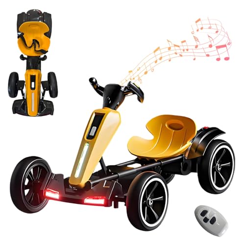 RIDEONMOP Faltbare Go-Karts für Kinder mit Rückfahrmodi, 5 MPH Speed Drift Go-Kart, Pedal-Go-Kart mit verstellbarem Sitz und Musik/Lichter, für Jungen und Mädchen im Alter von 3+,Gelb RIDEONMOP Faltbare Go-Karts für Kinder mit Rückfahrmodi, 5 MPH Speed Drift Go-Kart, Pedal-Go-Kart mit verstellbarem Sitz und Musik/Lichter, für Jungen und Mädchen im Alter von 3+,Gelb von RIDEONMOP