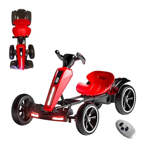 RIDEONMOP Faltbare Go-Karts für Kinder mit Rückfahrmodi, 5 MPH Speed Drift Go-Kart, Pedal-Go-Kart mit verstellbarem Sitz und Musik/Lichter, für Jungen und Mädchen im Alter von 3+,Rot RIDEONMOP Faltbare Go-Karts für Kinder mit Rückfahrmodi, 5 MPH Speed Drift Go-Kart, Pedal-Go-Kart mit verstellbarem Sitz und Musik/Lichter, für Jungen und Mädchen im Alter von 3+,Rot von RIDEONMOP