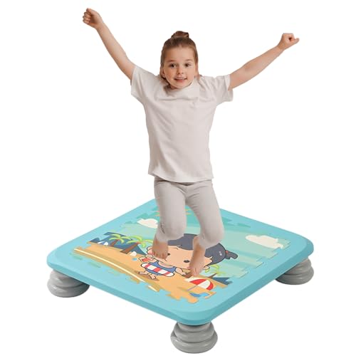RIDEONMOP Mini-Trampolin für Kinder, Trampolin für Kleinkinder, Trainingsgerät für sensorische Integration für Kinder mit Autismus, quadratisches Trampolin mit Rutschfester Unterlage,Blue b RIDEONMOP Mini-Trampolin für Kinder, Trampolin für Kleinkinder, Trainingsgerät für sensorische Integration für Kinder mit Autismus, quadratisches Trampolin mit Rutschfester Unterlage,Blue b von RIDEONMOP