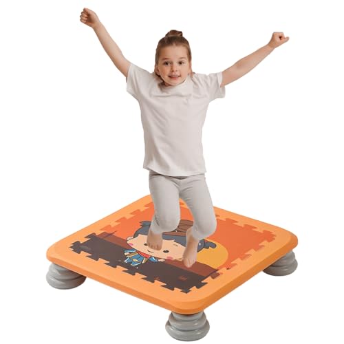 RIDEONMOP Mini-Trampolin für Kinder, Trampolin für Kleinkinder, Trainingsgerät für sensorische Integration für Kinder mit Autismus, quadratisches Trampolin mit Rutschfester Unterlage,Orange b RIDEONMOP Mini-Trampolin für Kinder, Trampolin für Kleinkinder, Trainingsgerät für sensorische Integration für Kinder mit Autismus, quadratisches Trampolin mit Rutschfester Unterlage,Orange b von RIDEONMOP