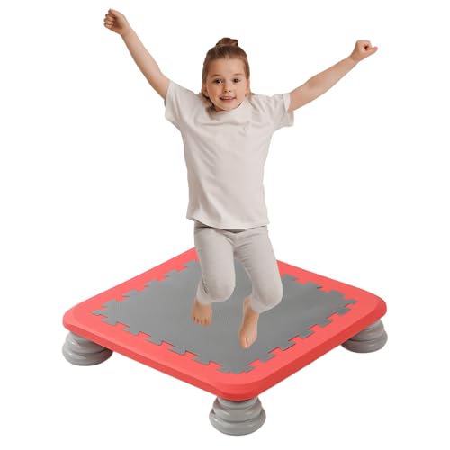 RIDEONMOP Mini-Trampolin für Kinder, Trampolin für Kleinkinder, Trainingsgerät für sensorische Integration für Kinder mit Autismus, quadratisches Trampolin mit Rutschfester Unterlage,Red a RIDEONMOP Mini-Trampolin für Kinder, Trampolin für Kleinkinder, Trainingsgerät für sensorische Integration für Kinder mit Autismus, quadratisches Trampolin mit Rutschfester Unterlage,Red a von RIDEONMOP