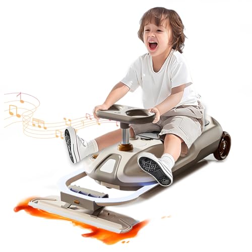 RIDEONMOP Reinigungs-Go-Kart für Kinder, tragbares Mini-Go-Kart mit coolen Lichtern und Musik, einziehbares Reinigungs-Wisch-Go-Kart, Kinder-Fahrzeug für 3+,Braun RIDEONMOP Reinigungs-Go-Kart für Kinder, tragbares Mini-Go-Kart mit coolen Lichtern und Musik, einziehbares Reinigungs-Wisch-Go-Kart, Kinder-Fahrzeug für 3+,Braun von RIDEONMOP