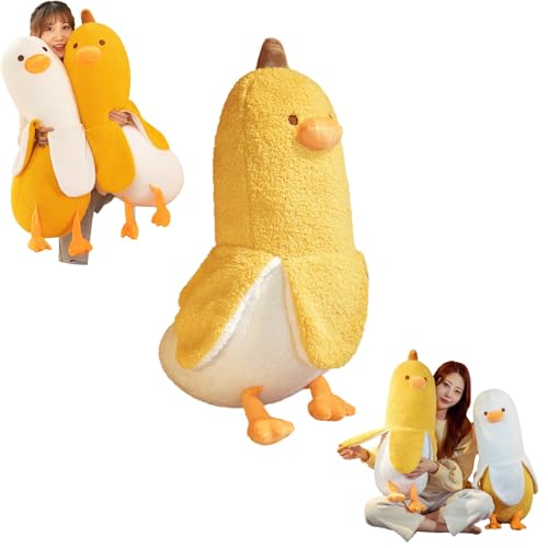 RIEAO Banana Duck Plush Pillow, Banana Duck Stuffed Animal Gift, Banana Duck Plush Toy, Banana Duck Stuffed Doll, Soft Banana Duck Hugging Pillow for Kids (Yellow,35.43") von RIEAO