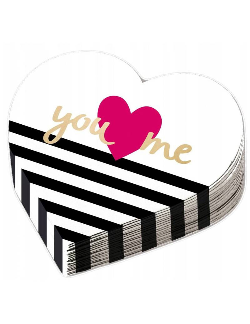 12 Servietten Herzform Papier 32 cm Weiß Gold Pink Schwarz von RIETHMULLER