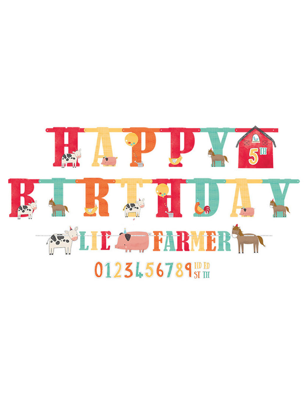 2 Girlanden Happy Birthday Bauernhof aus Karton 2 Girlanden Happy Birthday Bauernhof aus Karton von RIETHMULLER