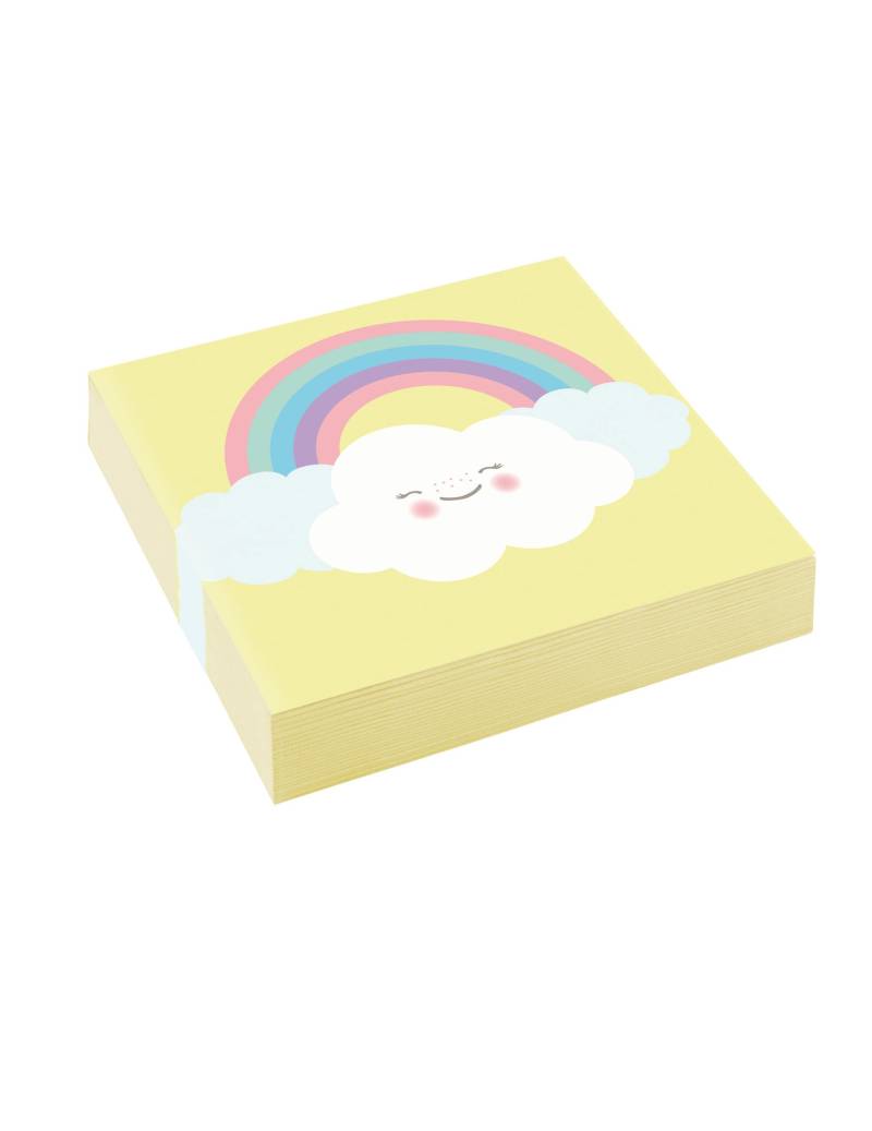 20 kleine Papierservietten Wölkchen pastellgelb Regenbogen 25 x 25 cm von RIETHMULLER
