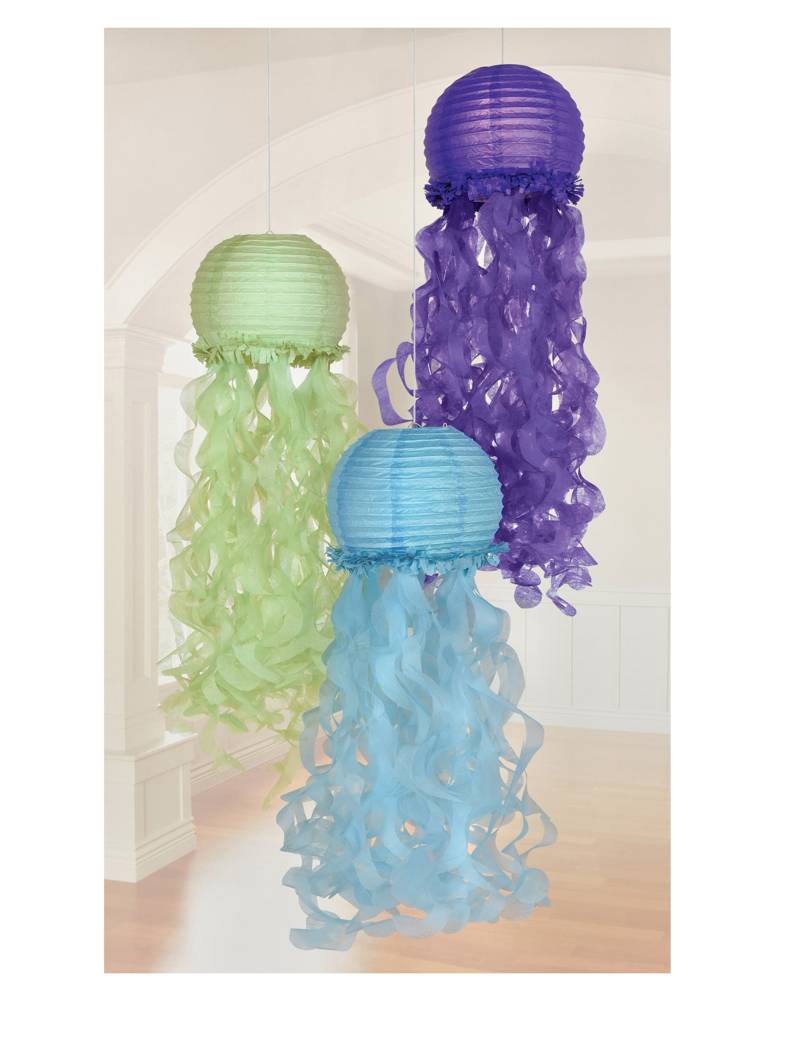 3 Papier-Lampions Quallen Meerjungfrauen-Traum 24 cm blau lila grün 3 Papier-Lampions Quallen Meerjungfrauen-Traum 24 cm blau lila grün von RIETHMULLER