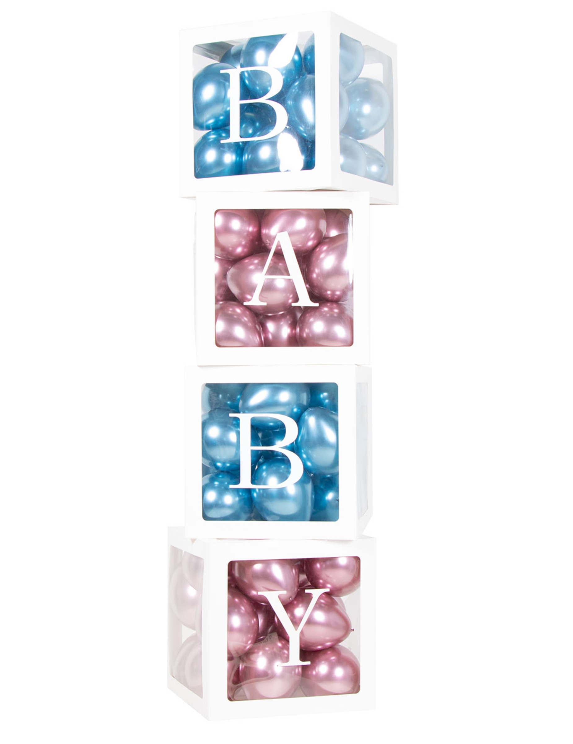 4 weiße Ballon-Boxen aus Karton Baby 30 cm 4 weiße Ballon-Boxen aus Karton Baby 30 cm von RIETHMULLER