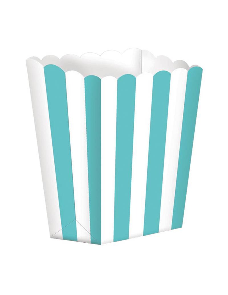5 Popcorn-Boxen aus Pappe, gestreift Minzgrün + Weiß, 9 x 13 cm für Partys von RIETHMULLER