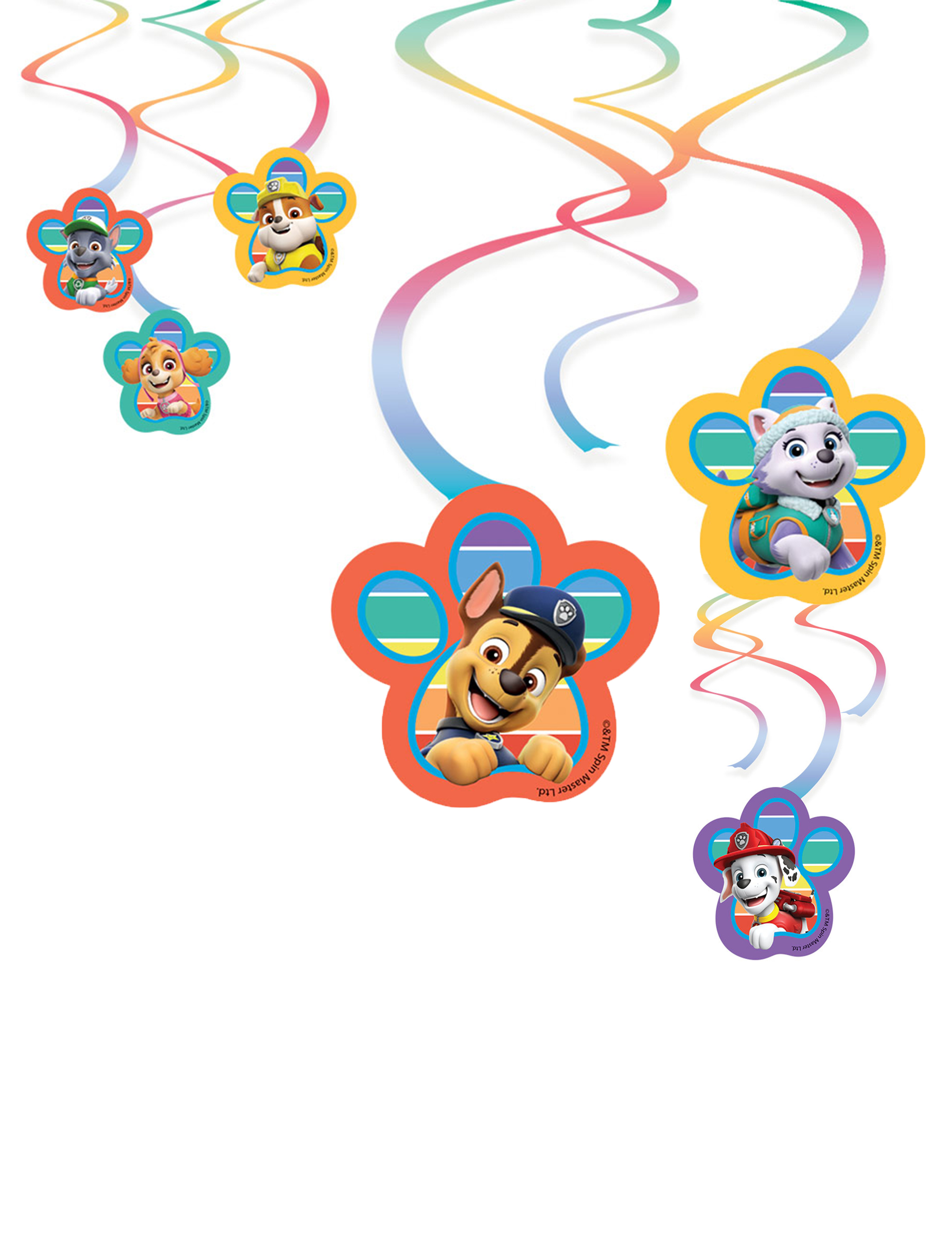 6 Paw Patrol Spiralgirlanden aus Papier, 60  cm von RIETHMULLER