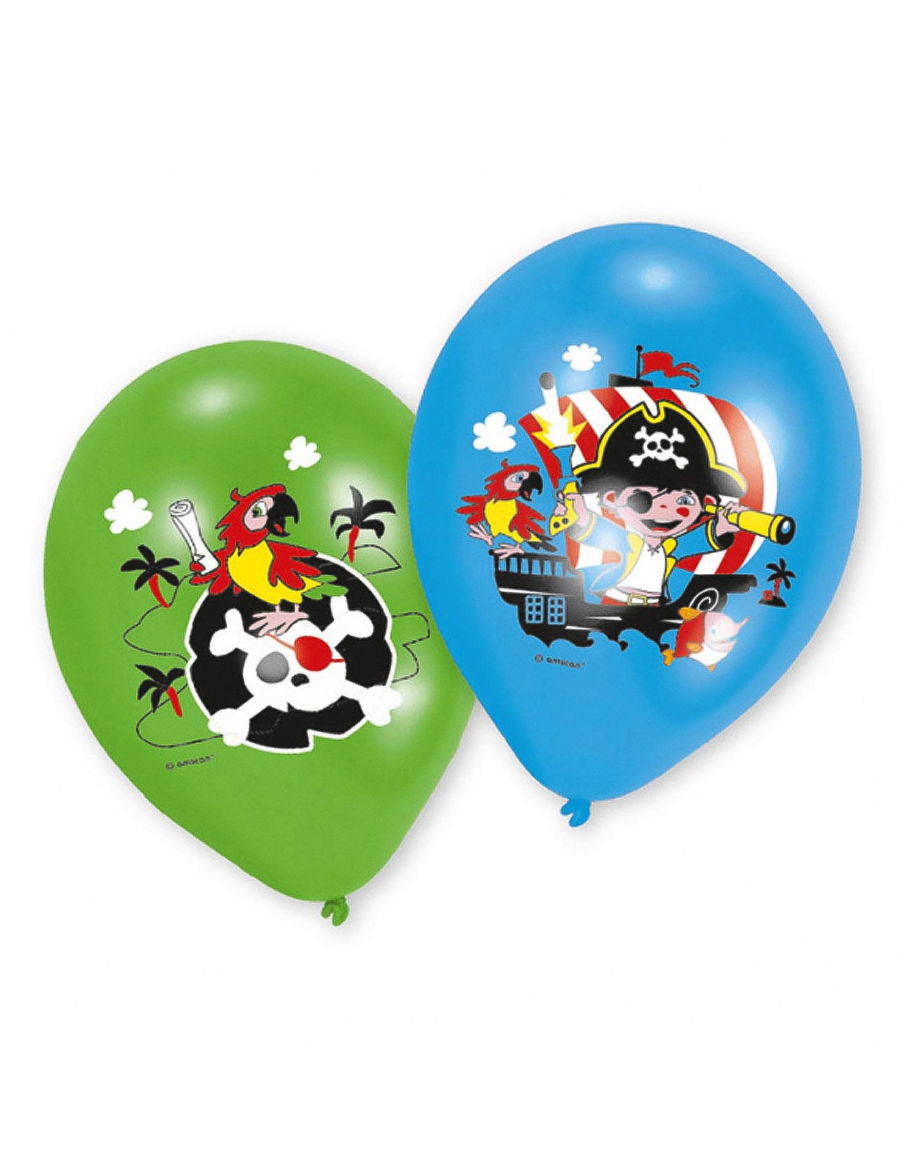 6 Piraten-Latexballons in Grün und Blau 6 Piraten-Latexballons in Grün und Blau von RIETHMULLER