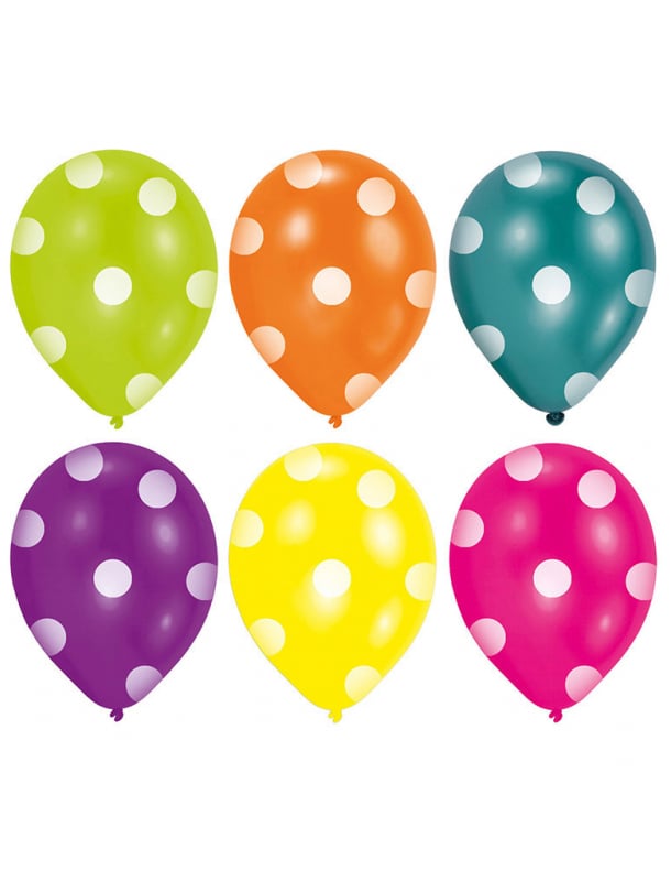 6 bunte Polka-Dot Latexballons 25 cm für Geburtstage 6 bunte Polka-Dot Latexballons 25 cm für Geburtstage von RIETHMULLER