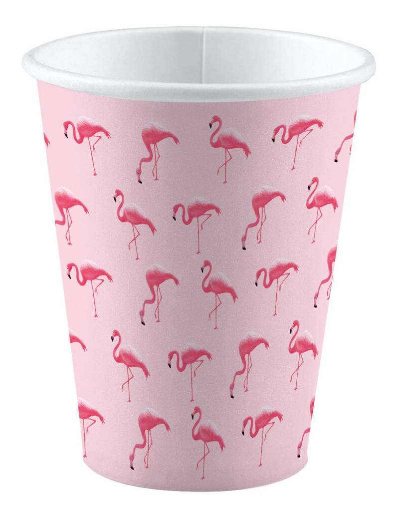 8 Flamingo Paradise Pappbecher 250 ml Hawaii Party von RIETHMULLER