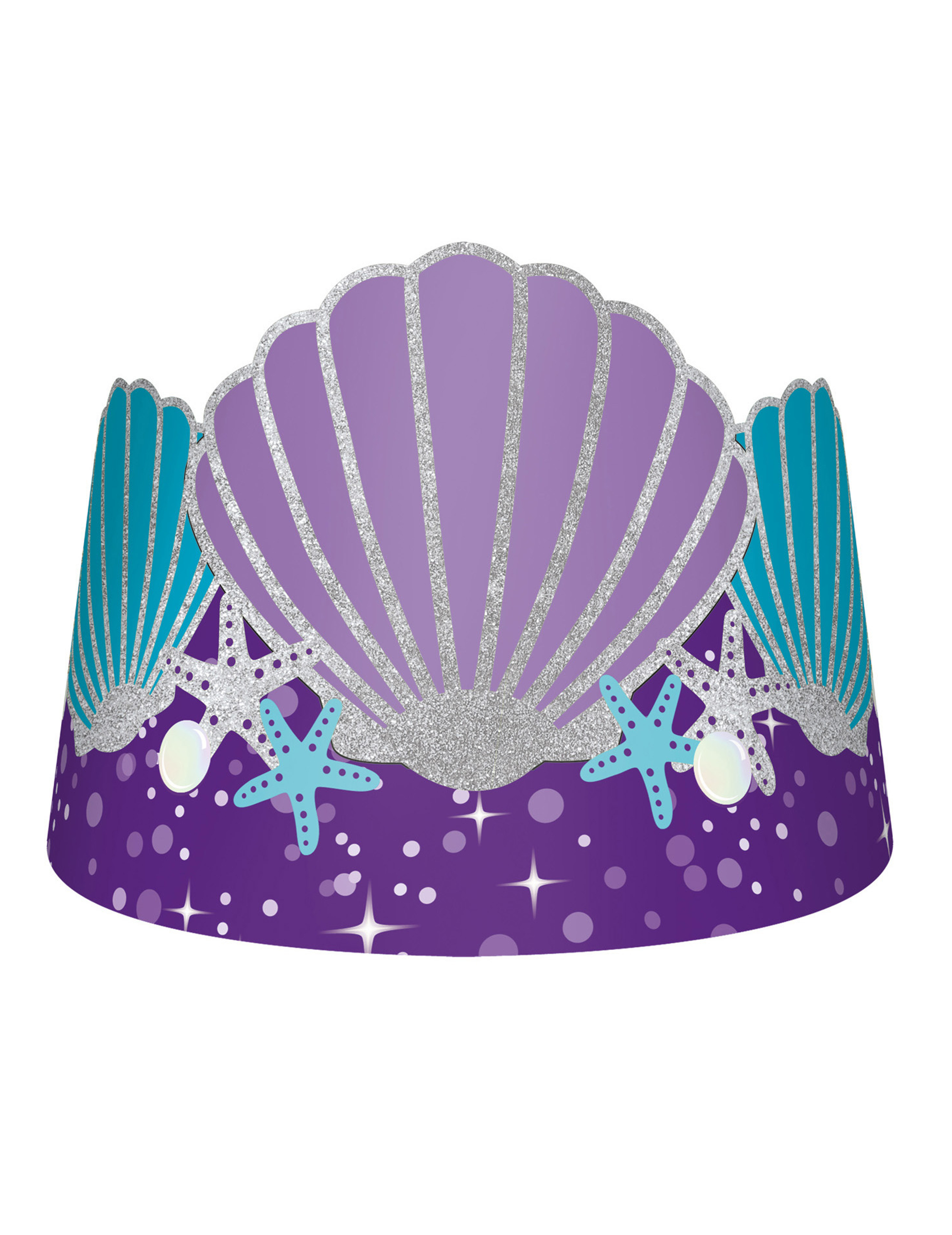 8 Meerjungfrau-Pappkronen für Kinder aus Karton lila/türkis von RIETHMULLER