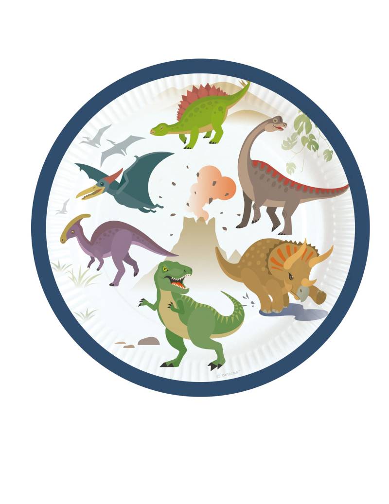 8 Pappteller Dinosaurier klein 18 cm 8 Pappteller Dinosaurier klein 18 cm von RIETHMULLER