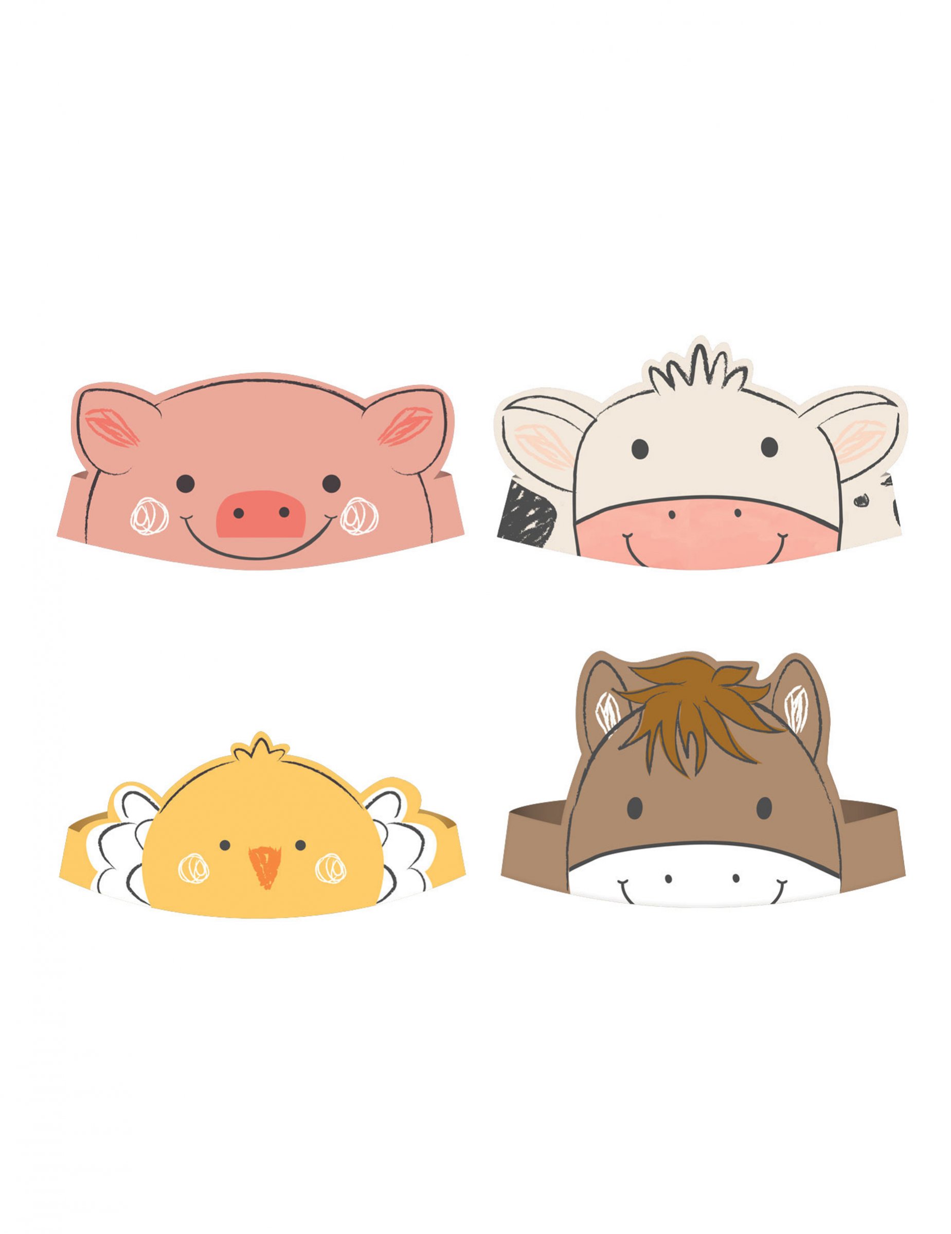 8 Partyhüte Bauernhof aus Karton für Kindergeburtstag von RIETHMULLER