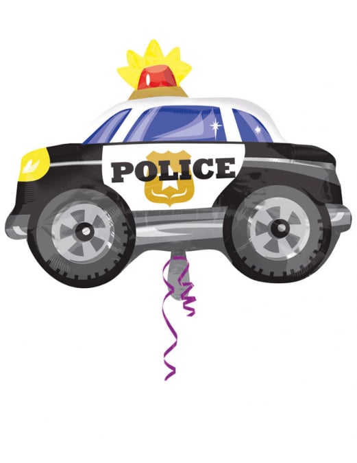 Folienballon Polizeiauto Aluminium 60 cm schwarz-weiß von RIETHMULLER