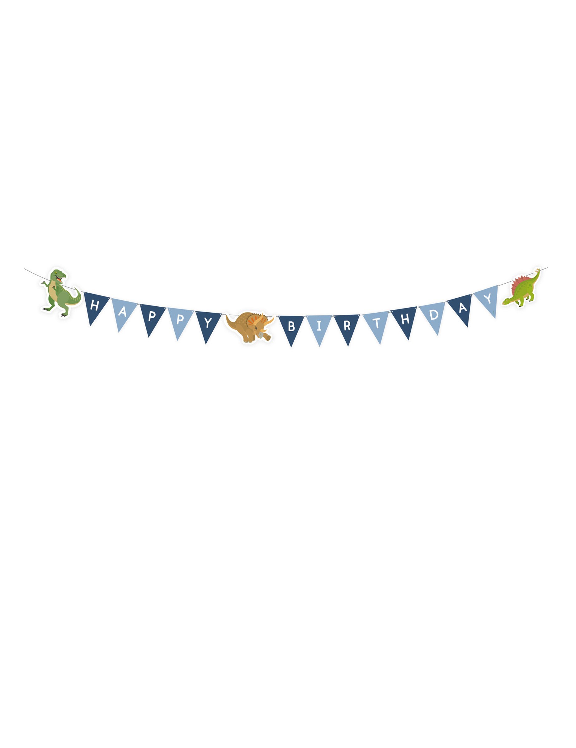 Girlande Happy Birthday Dinosaurier blau 180 cm von RIETHMULLER
