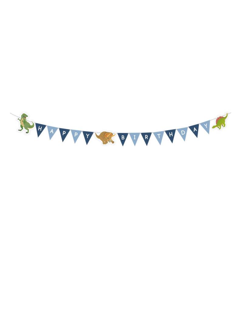 Girlande Happy Birthday Dinosaurier blau 180 cm von RIETHMULLER