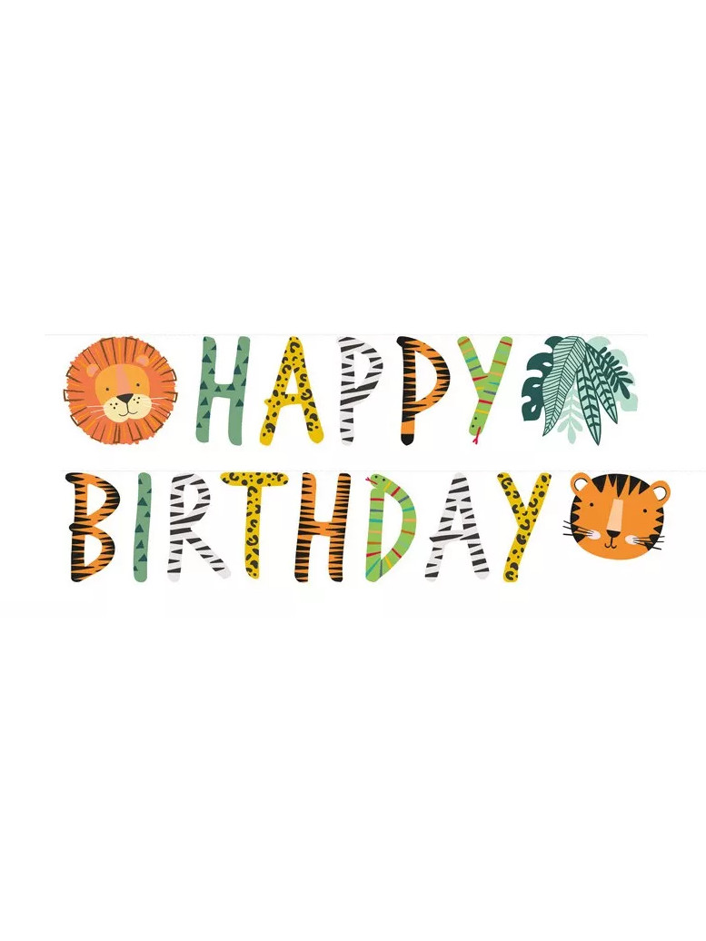 Happy Birthday Girlande Get Wild Safari Löwe + Tiger 180x15cm Happy Birthday Girlande Get Wild Safari Löwe + Tiger 180x15cm von RIETHMULLER