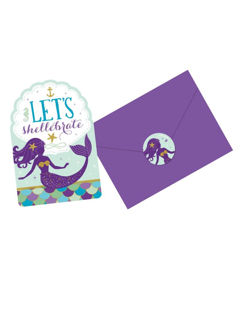 Meerjungfrau Einladungskarten 8 Stück inklusive Sticker Meerjungfrau Einladungskarten 8 Stück inklusive Sticker von RIETHMULLER