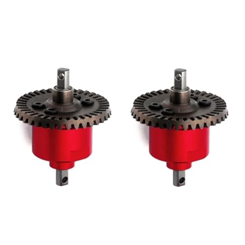 2Pcs All Metal Front Rear Differential; for Traxxas for Slash 4X4 VXL for Stampede for Rustler for Remo HQ727 1/10 RC Car Upgrade Teile (Color : Red) von RIJPEX