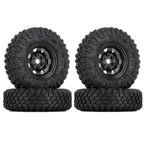 4 STÜCKE 85 Mm 1,55 Metall Beadlock Felgen Reifen Set, for 1/10 RC Crawler Auto for Axial for Yeti Jr for RC4WD D90 TF2 for Tamiya (Color : Black) von RIJPEX